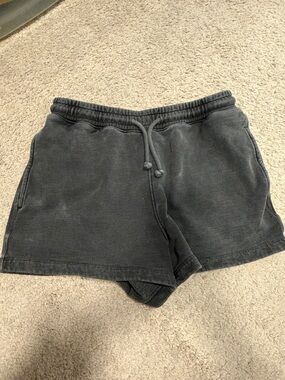 Casual Black Cotton Shorts with Drawstring Waist